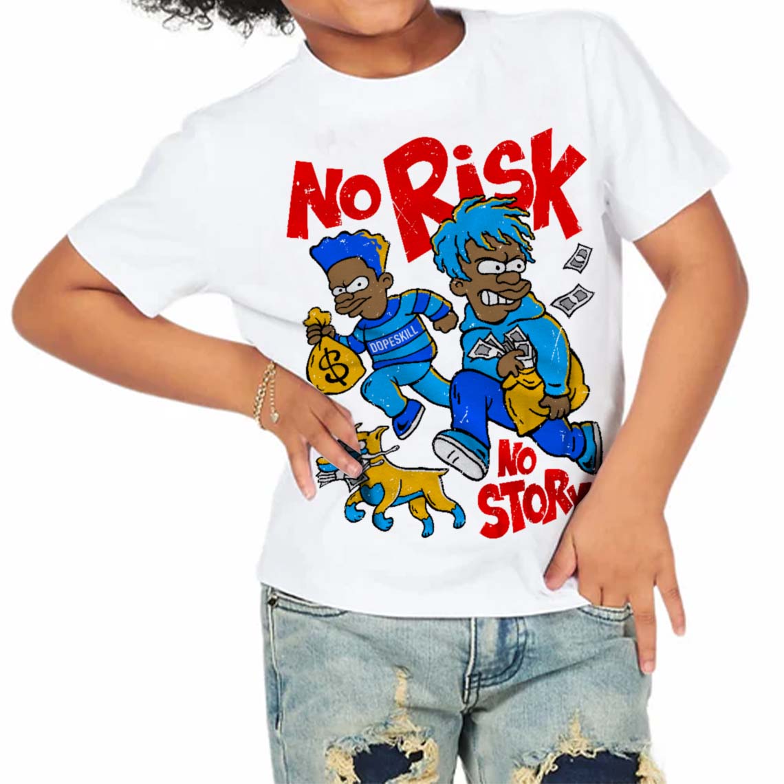 Royal Blue Collection superstreetwear Toddler Kids T-shirt No Risk No Story Graphic