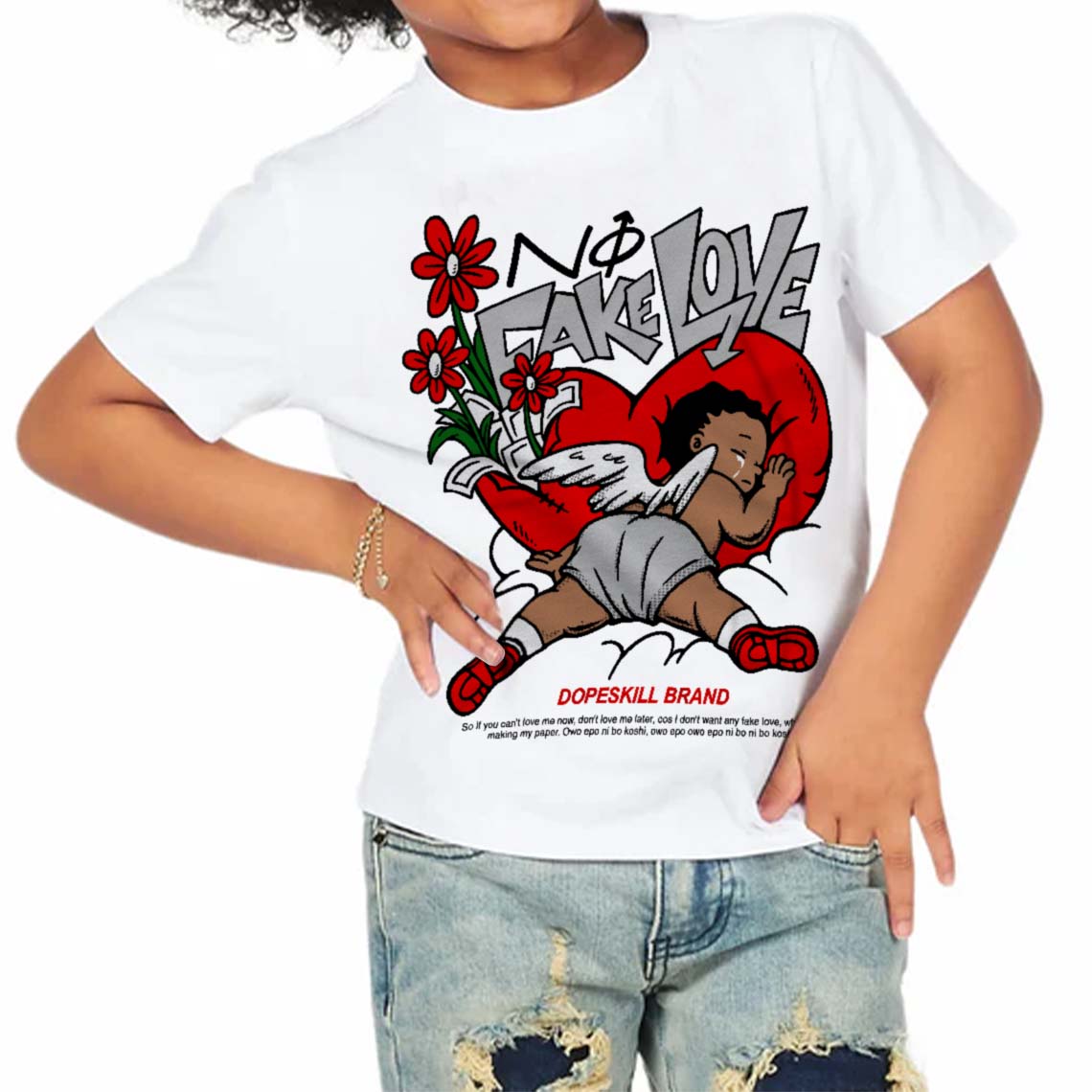 Cherry 12s superstreetwear Toddler Kids T-shirt No Fake Love Graphic