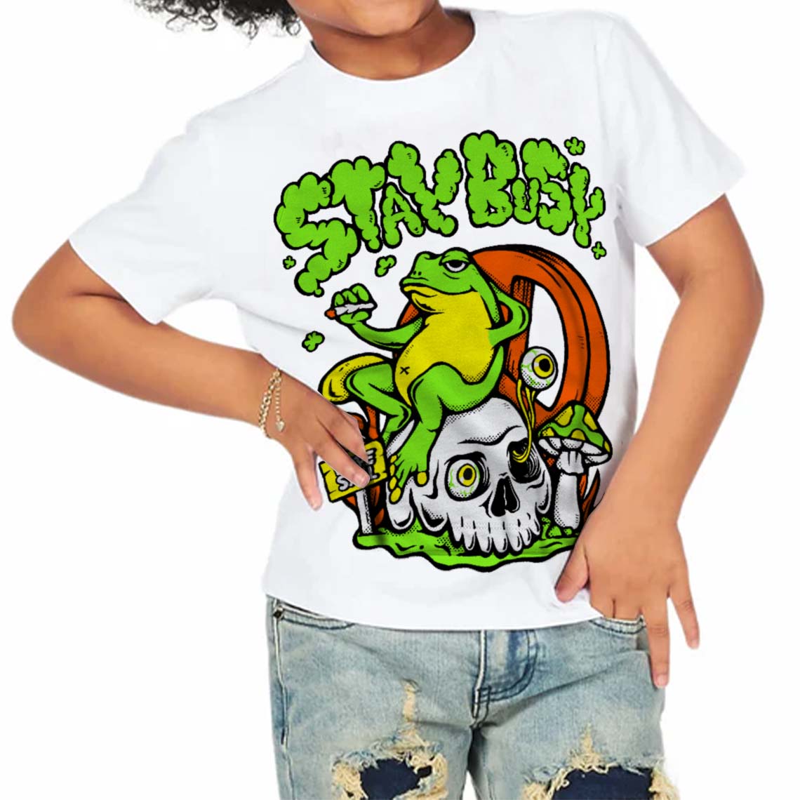 Neon Green Collection superstreetwear Toddler Kids T-shirt Stay Busy Graphic