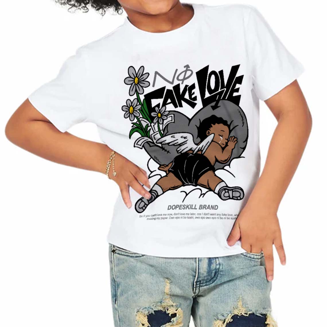 Grey Collection superstreetwear Toddler Kids T-shirt No Fake Love Graphic