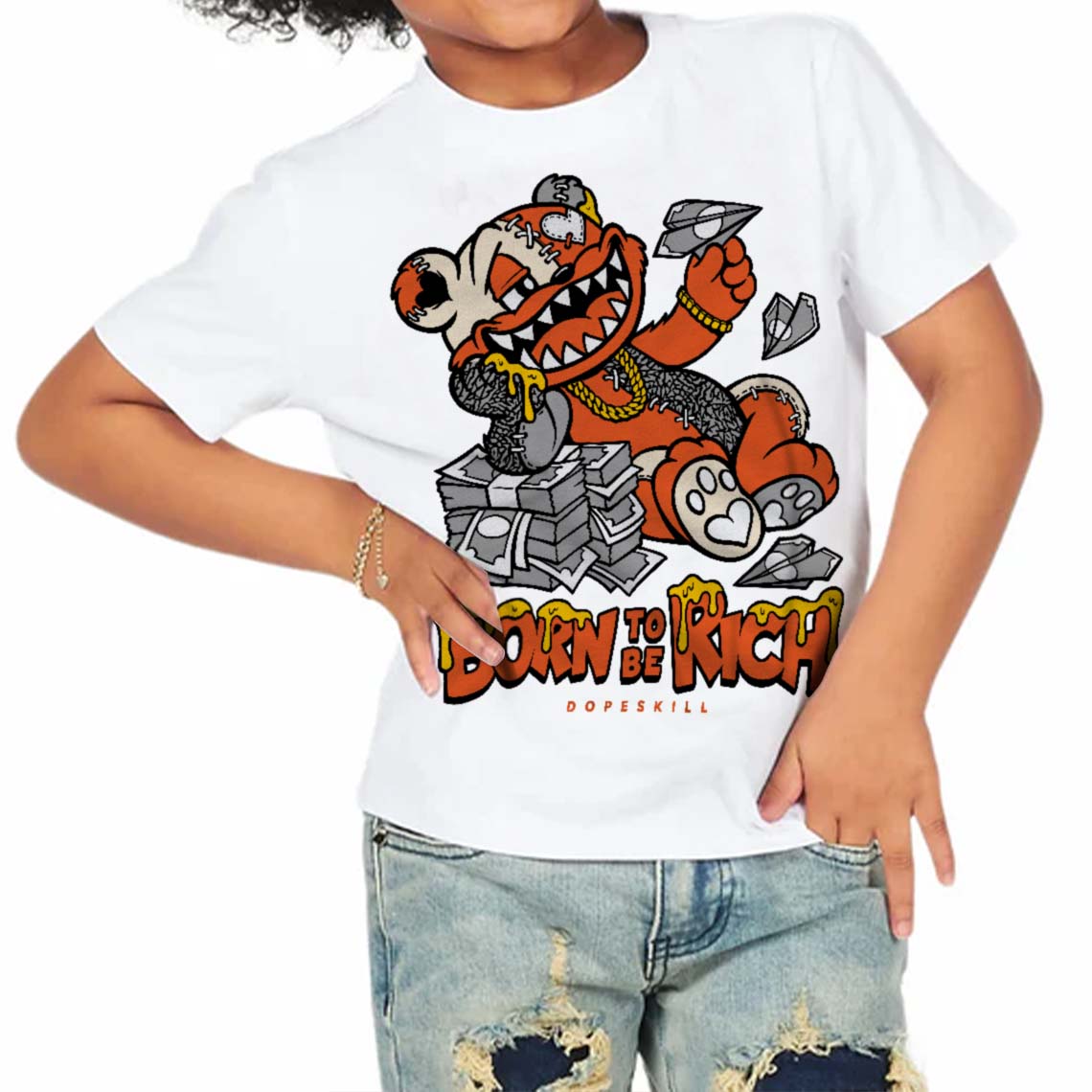 Georgia Peach 3s superstreetwear Toddler Kids T-shirt Born To Be Rich Graphic