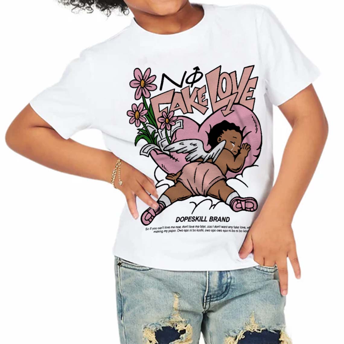 Legend Pink 11s superstreetwear Toddler Kids T-shirt No Fake Love Graphic
