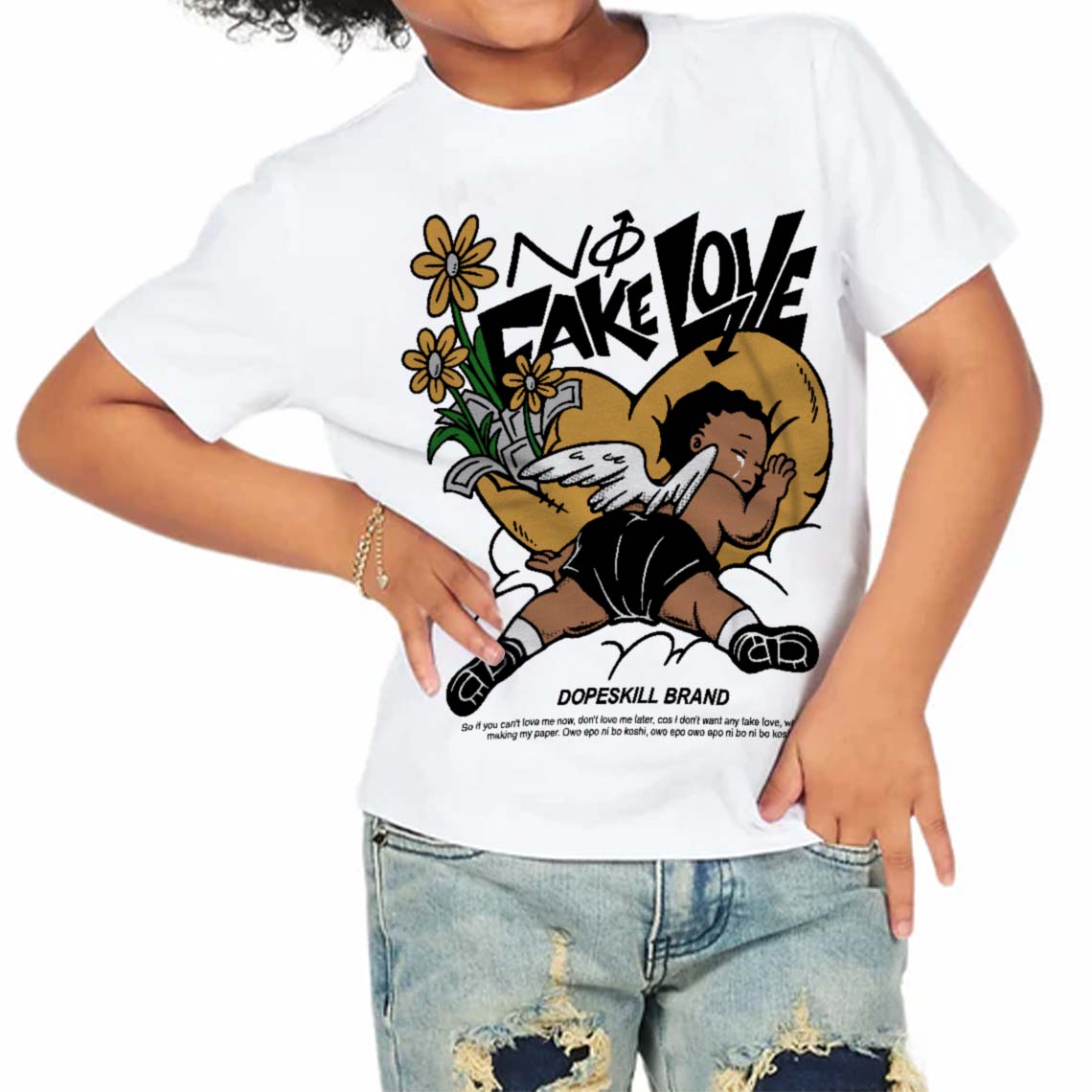 Gratitude 11s superstreetwear Toddler Kids T-shirt No Fake Love Graphic