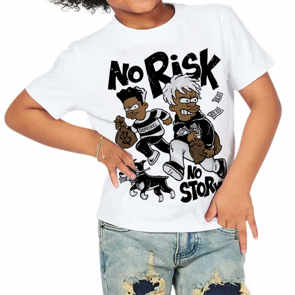 Black and White Collection superstreetwear Toddler Kids T-shirt No Risk No Story Graphic