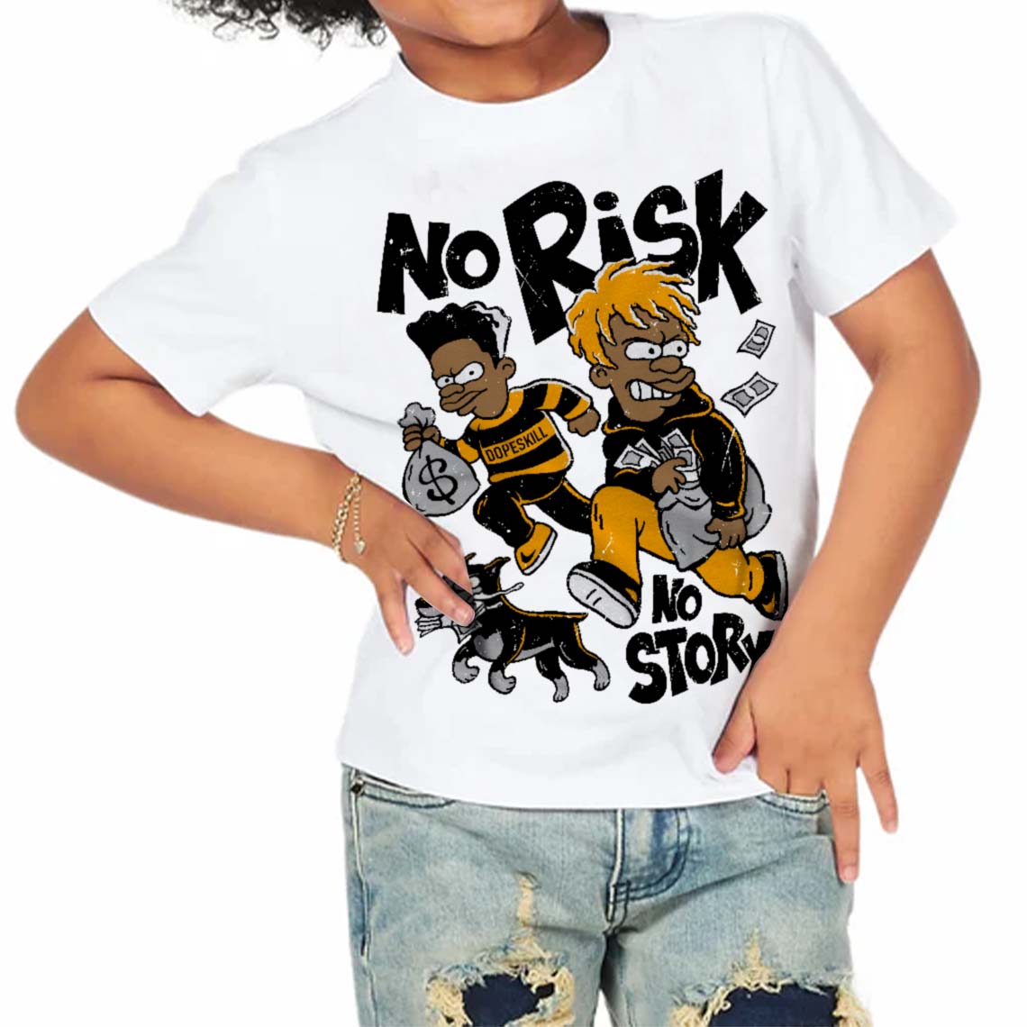 Black Taxi 12s superstreetwear Toddler Kids T-shirt No Risk No Story Graphic