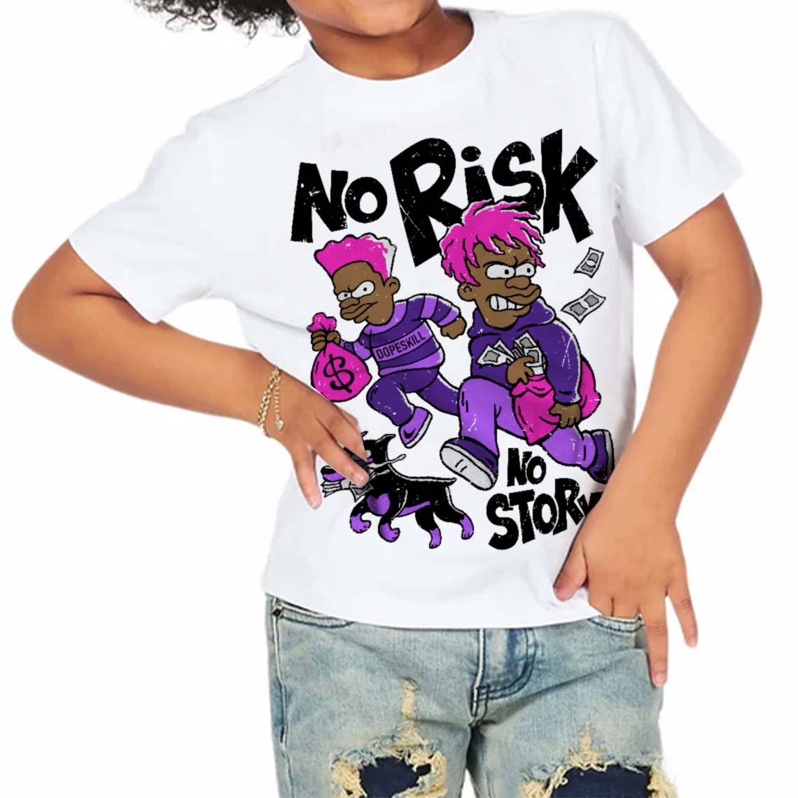 PURPLE Collection superstreetwear Toddler Kids T-shirt No Risk No Story Graphic