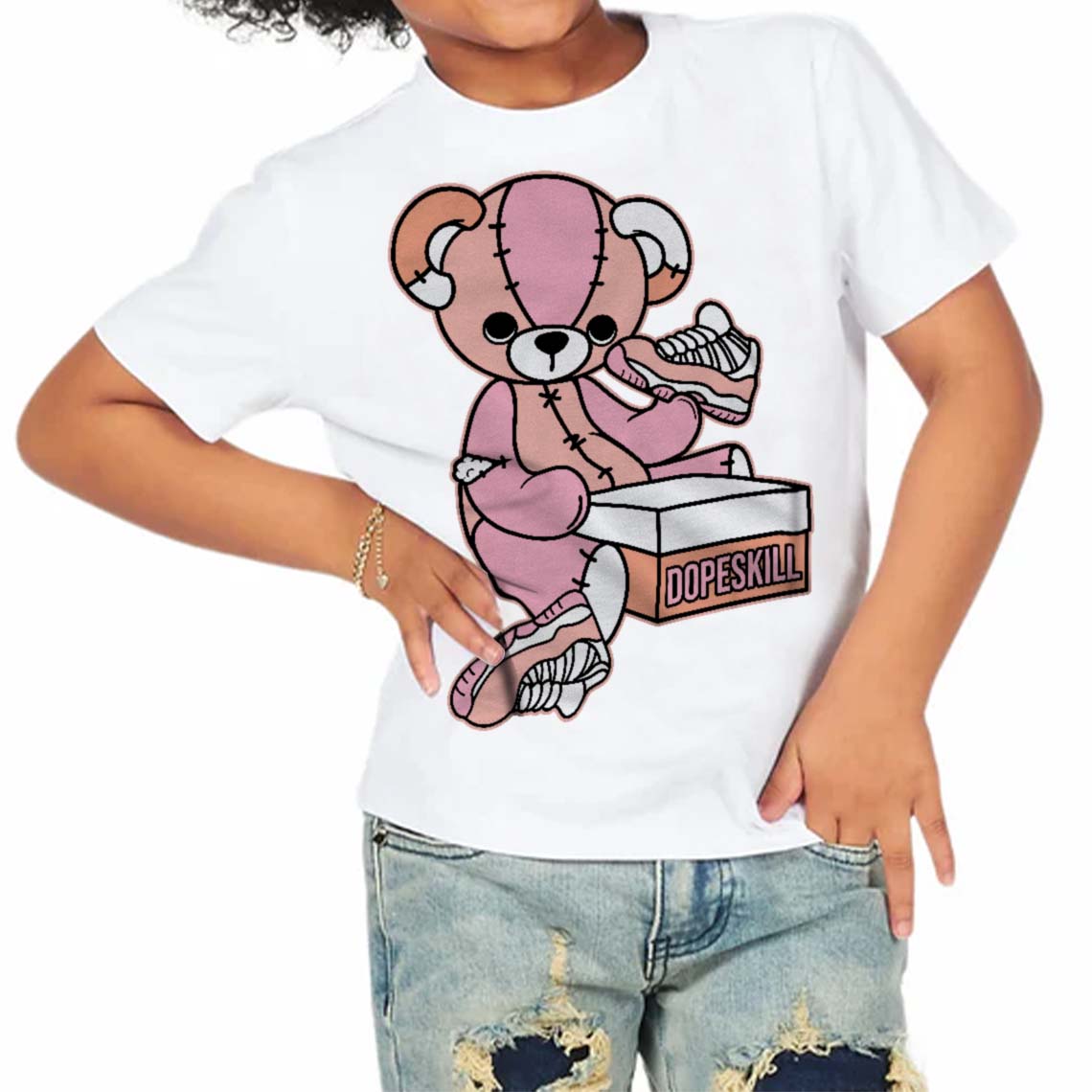 Legend Pink 11s superstreetwear Toddler Kids T-shirt Sneakerhead BEAR Graphic