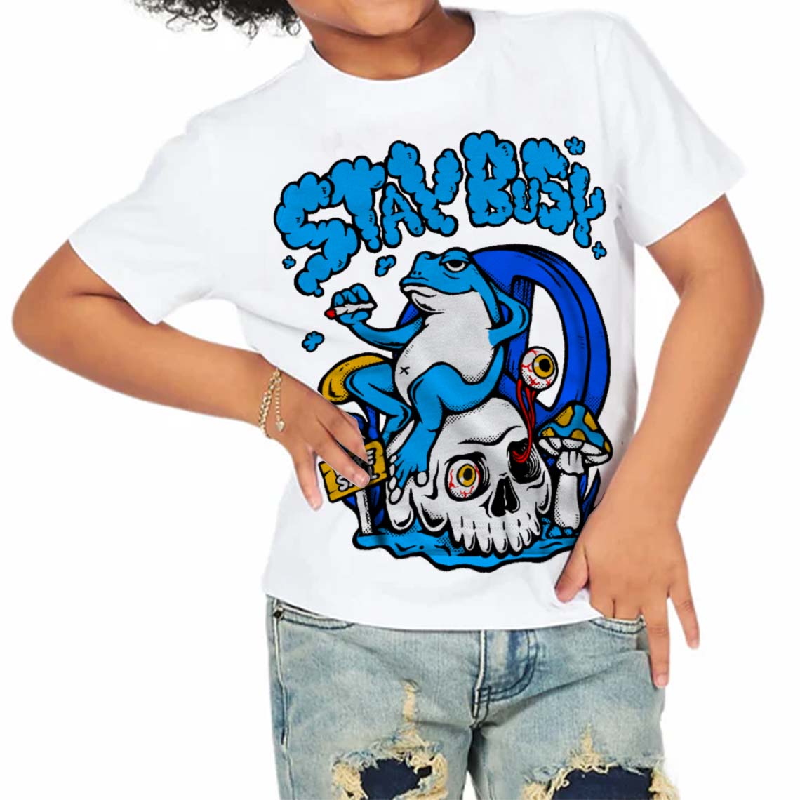 Royal Blue Collection superstreetwear Toddler Kids T-shirt Stay Busy Graphic