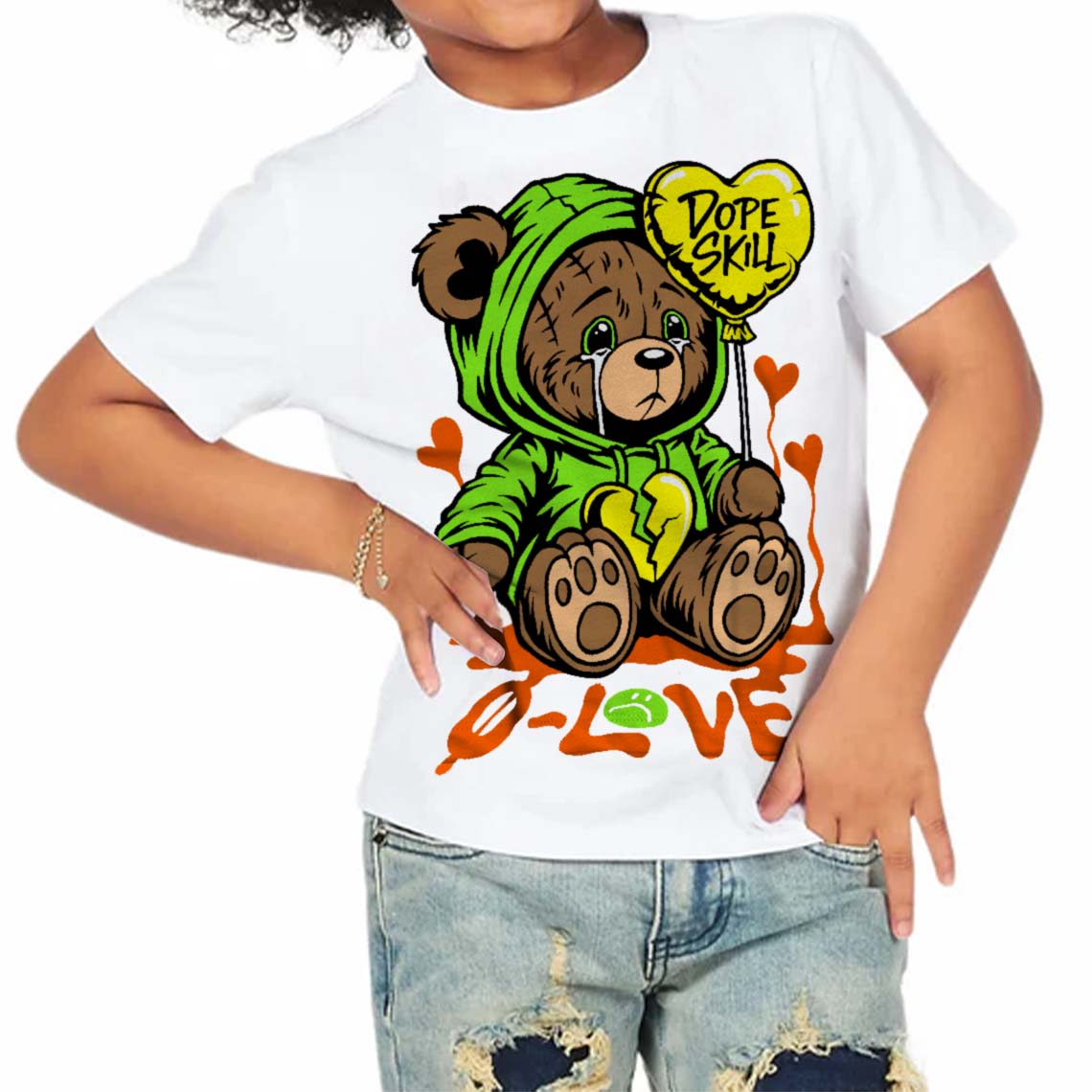 Neon Green Collection superstreetwear Toddler Kids T-shirt Broken Bear Graphic