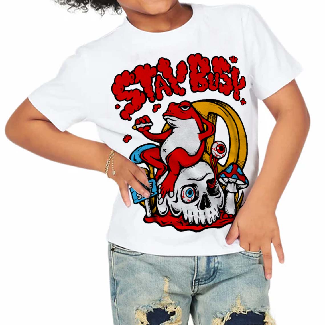 Red Collection superstreetwear Toddler Kids T-shirt Stay Busy Graphic