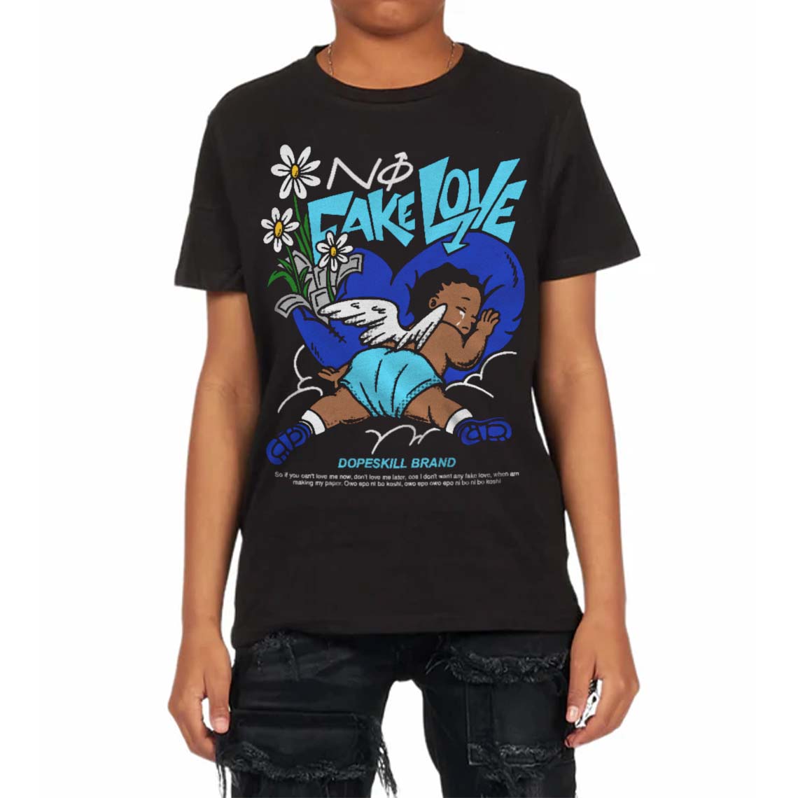 SB Dunk Argon superstreetwear Toddler Kids T-shirt No Fake Love Graphic