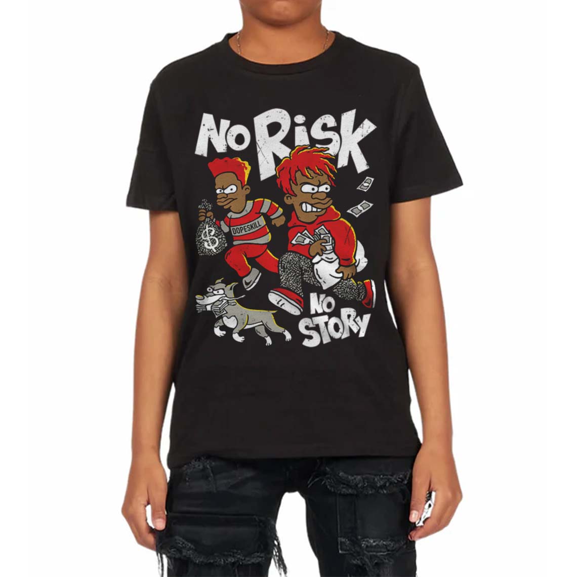Fire Red 3s superstreetwear Toddler Kids T-shirt No Risk No Story Graphic