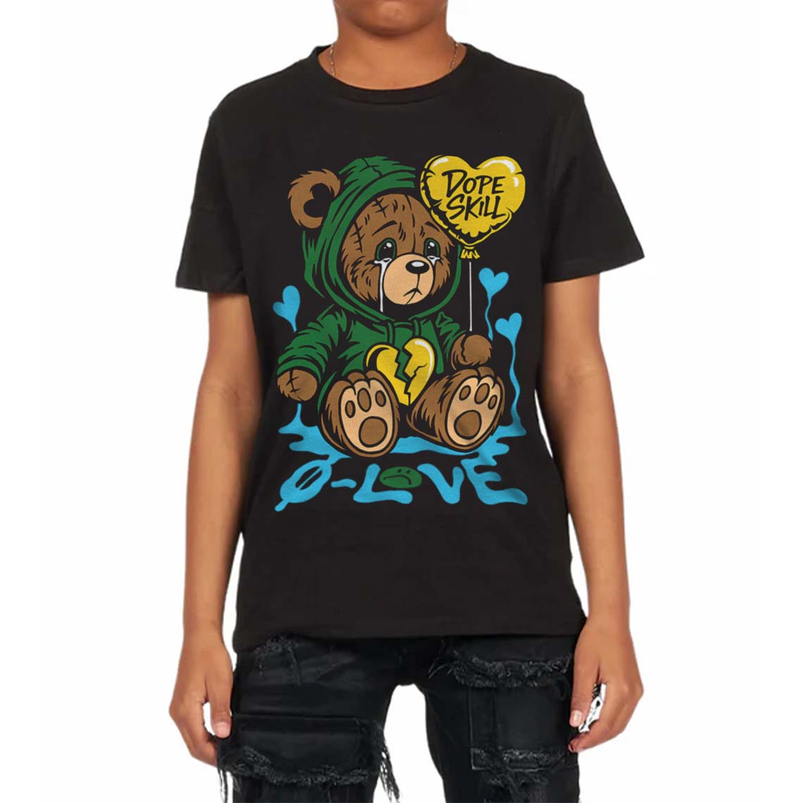 Lucky Green 5s superstreetwear Toddler Kids T-shirt Broken Bear Graphic
