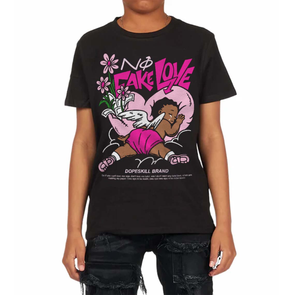 Triple Pink Dunk superstreetwear Toddler Kids T-shirt No Fake Love Graphic
