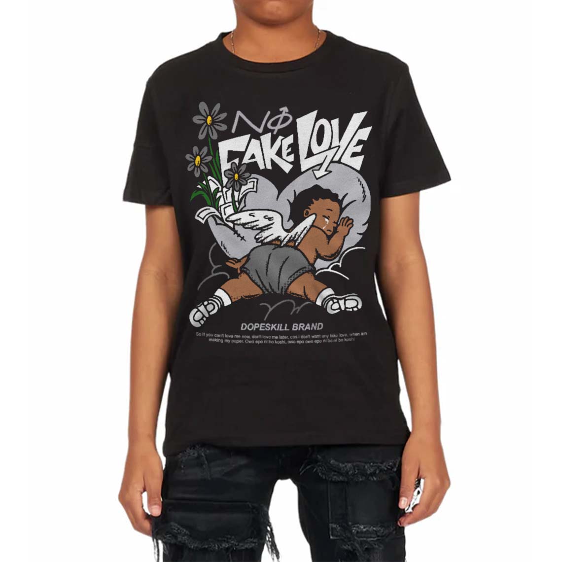 Grey Collection superstreetwear Toddler Kids T-shirt No Fake Love Graphic