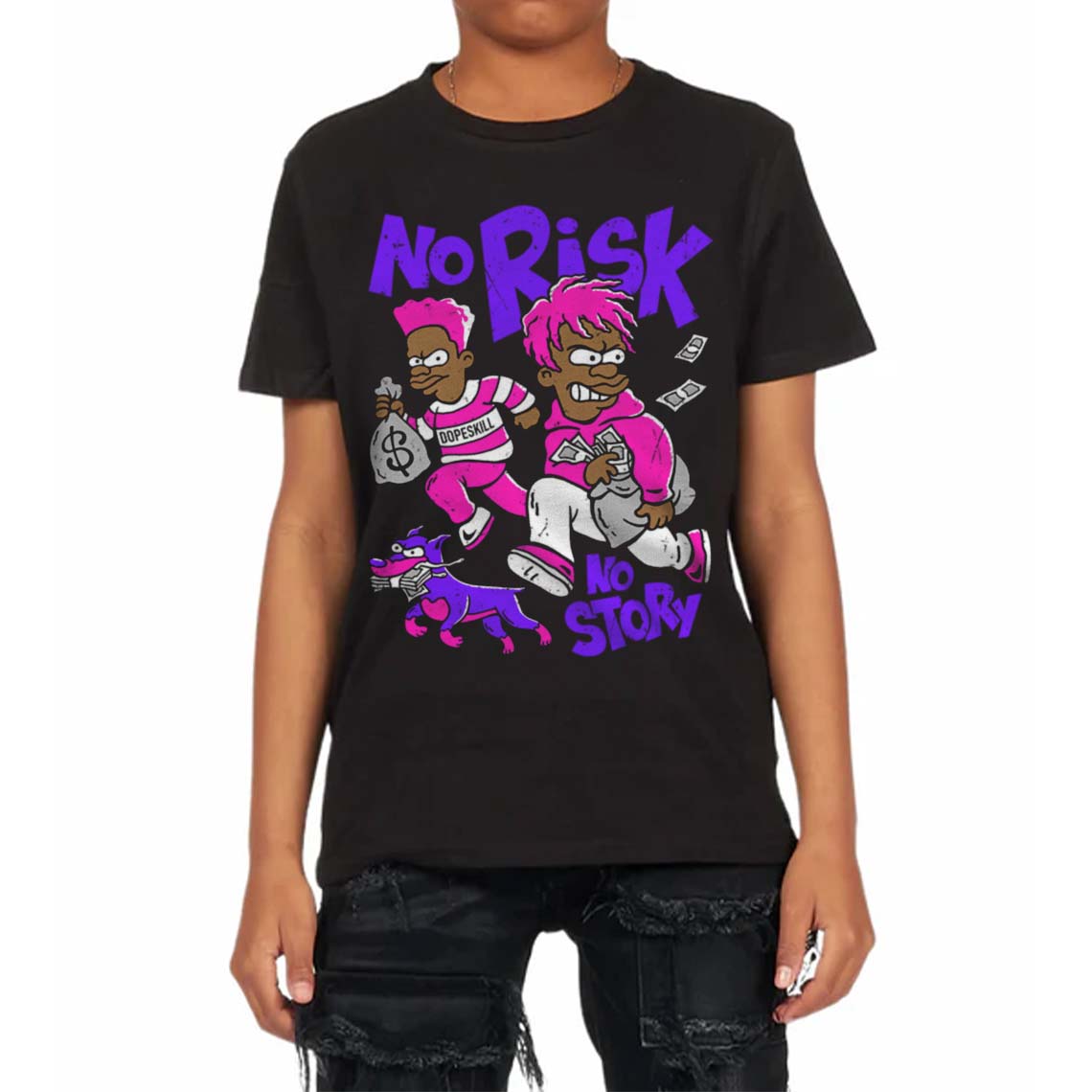 Dunk Active Fuchsia superstreetwear Toddler Kids T-shirt No Risk No Story Graphic