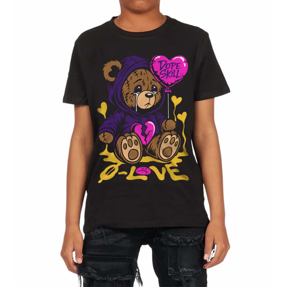Field Purple 12s superstreetwear Toddler Kids T-shirt Broken Bear Graphic