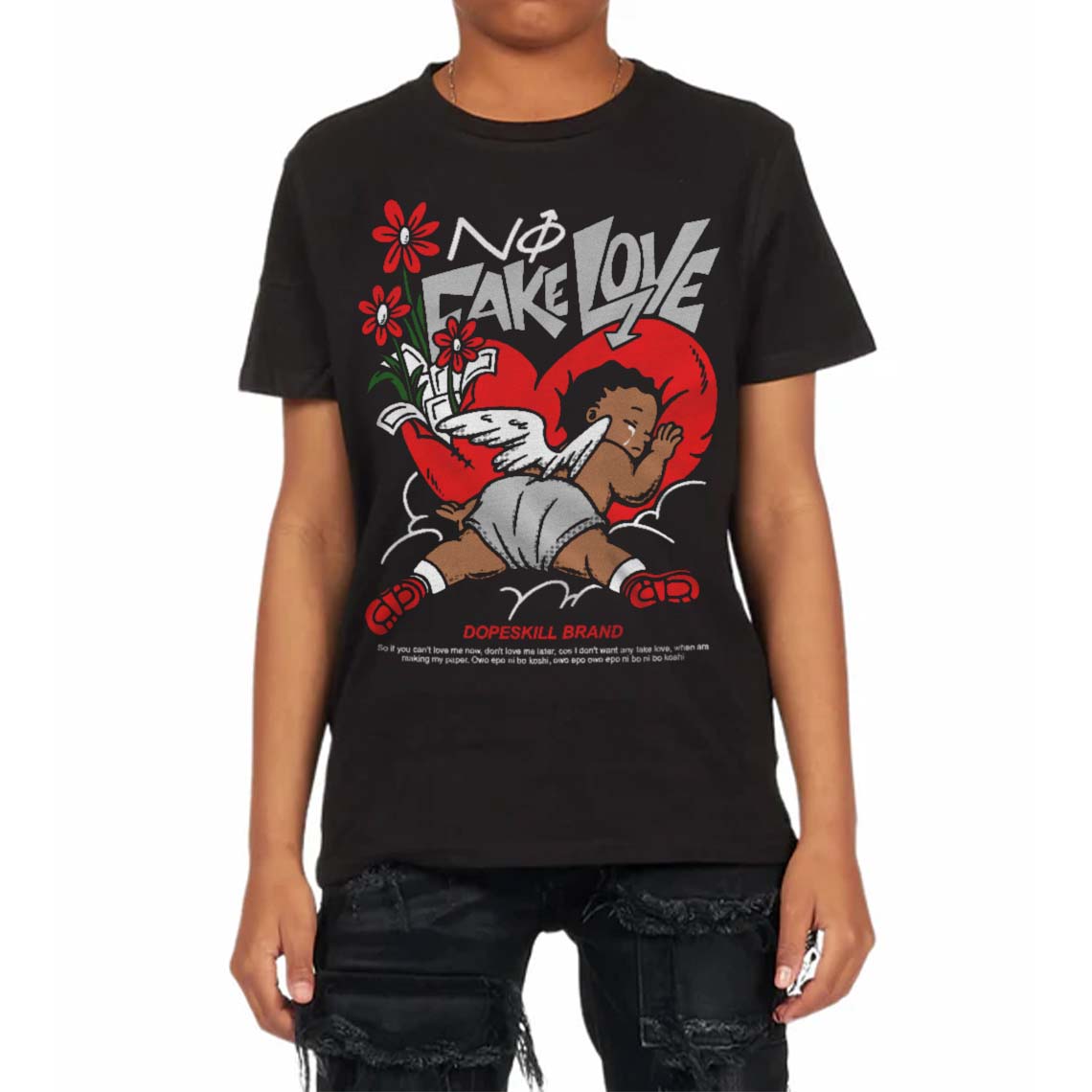 Cherry 12s superstreetwear Toddler Kids T-shirt No Fake Love Graphic
