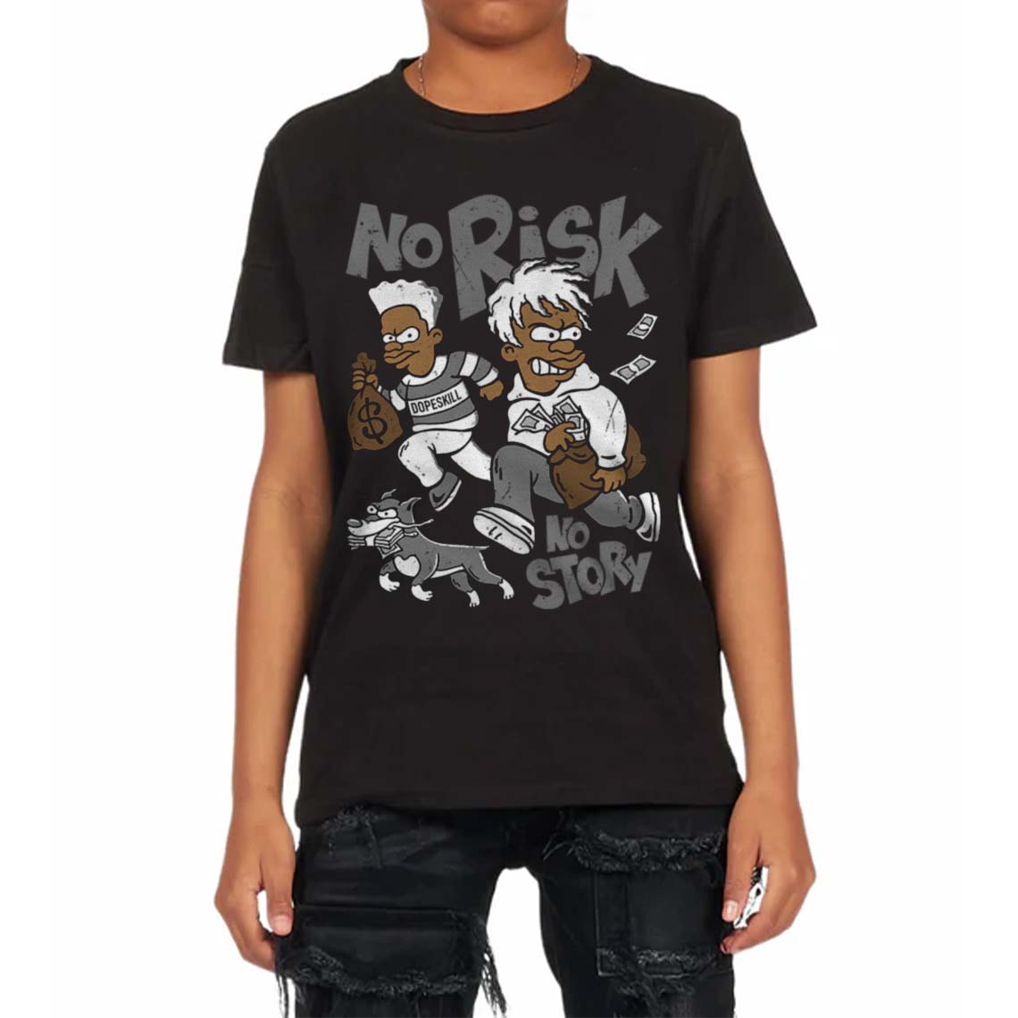 Black and White Collection superstreetwear Toddler Kids T-shirt No Risk No Story Graphic