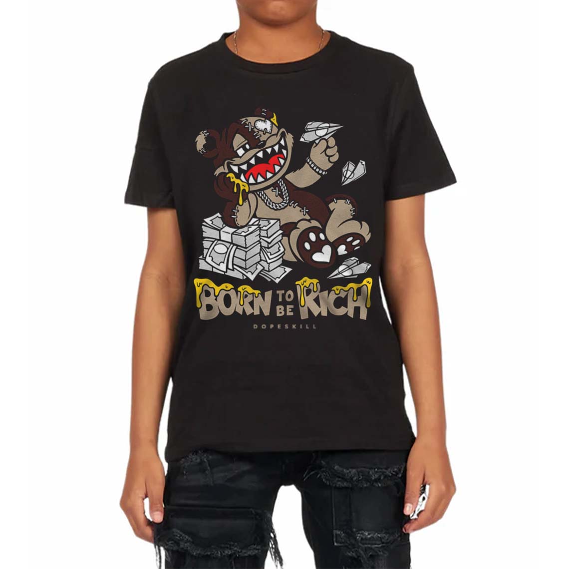 Latte 1s superstreetwear Toddler Kids T-shirt Born To Be Rich Graphic