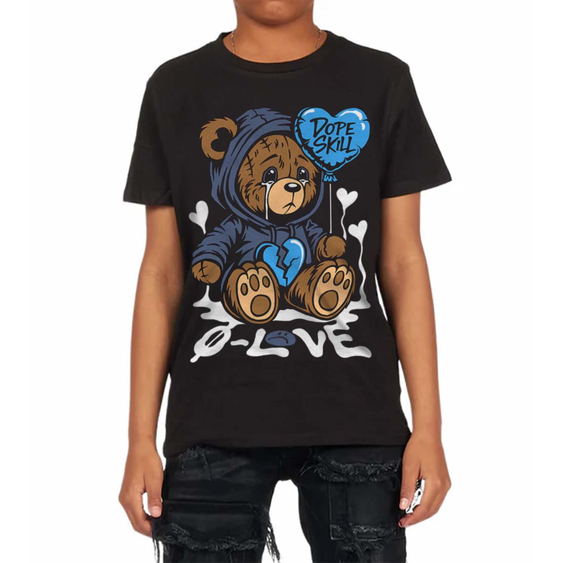 Diffused Blue 11s superstreetwear Toddler Kids T-shirt Broken Bear Graphic