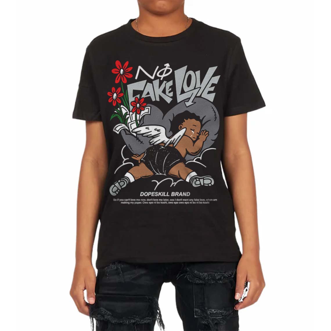 Fear 4s superstreetwear Toddler Kids T-shirt No Fake Love Graphic