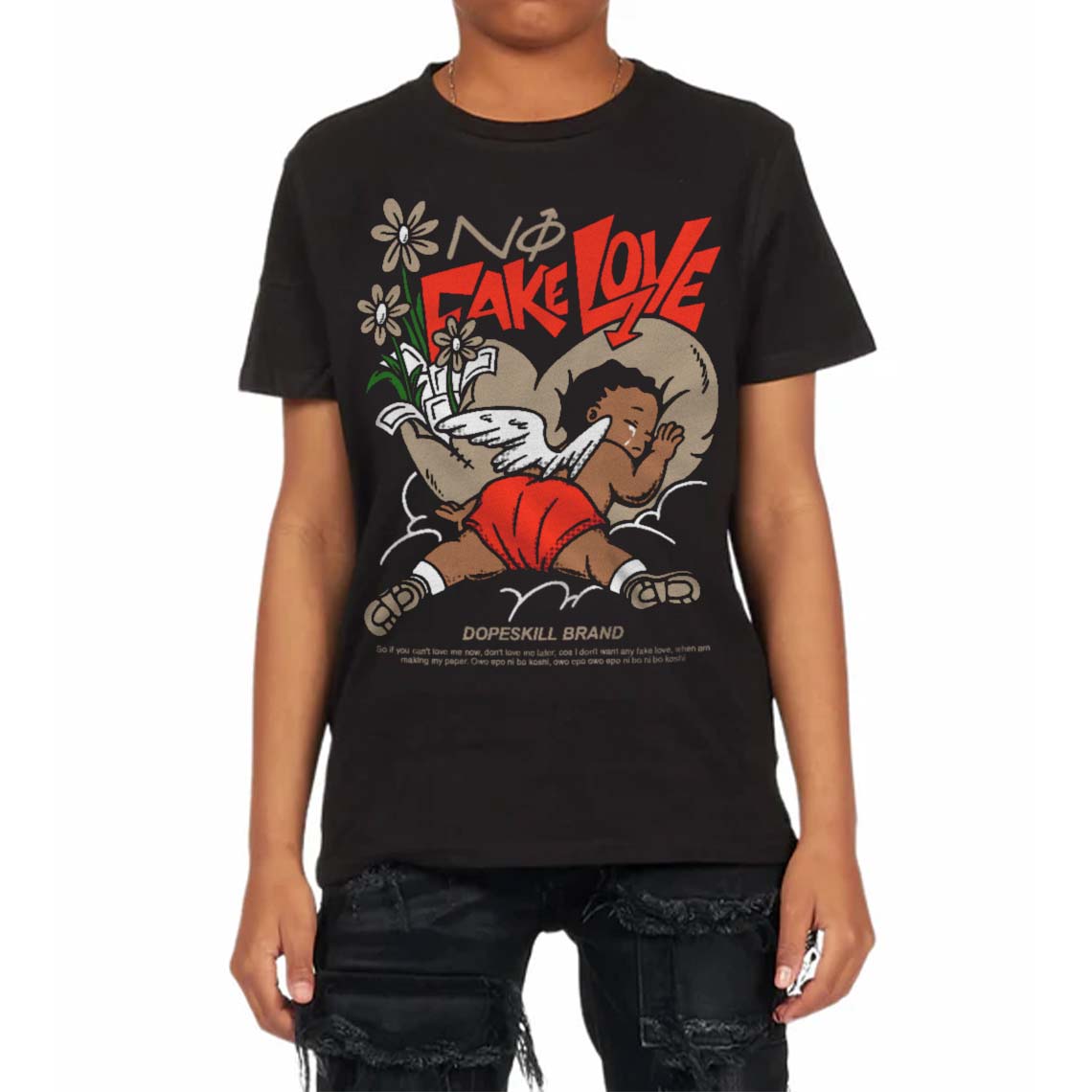 Latte 1s superstreetwear Toddler Kids T-shirt No Fake Love Graphic