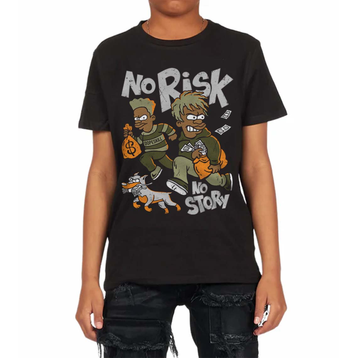 Olive 5s superstreetwear Toddler Kids T-shirt No Risk No Story Graphic