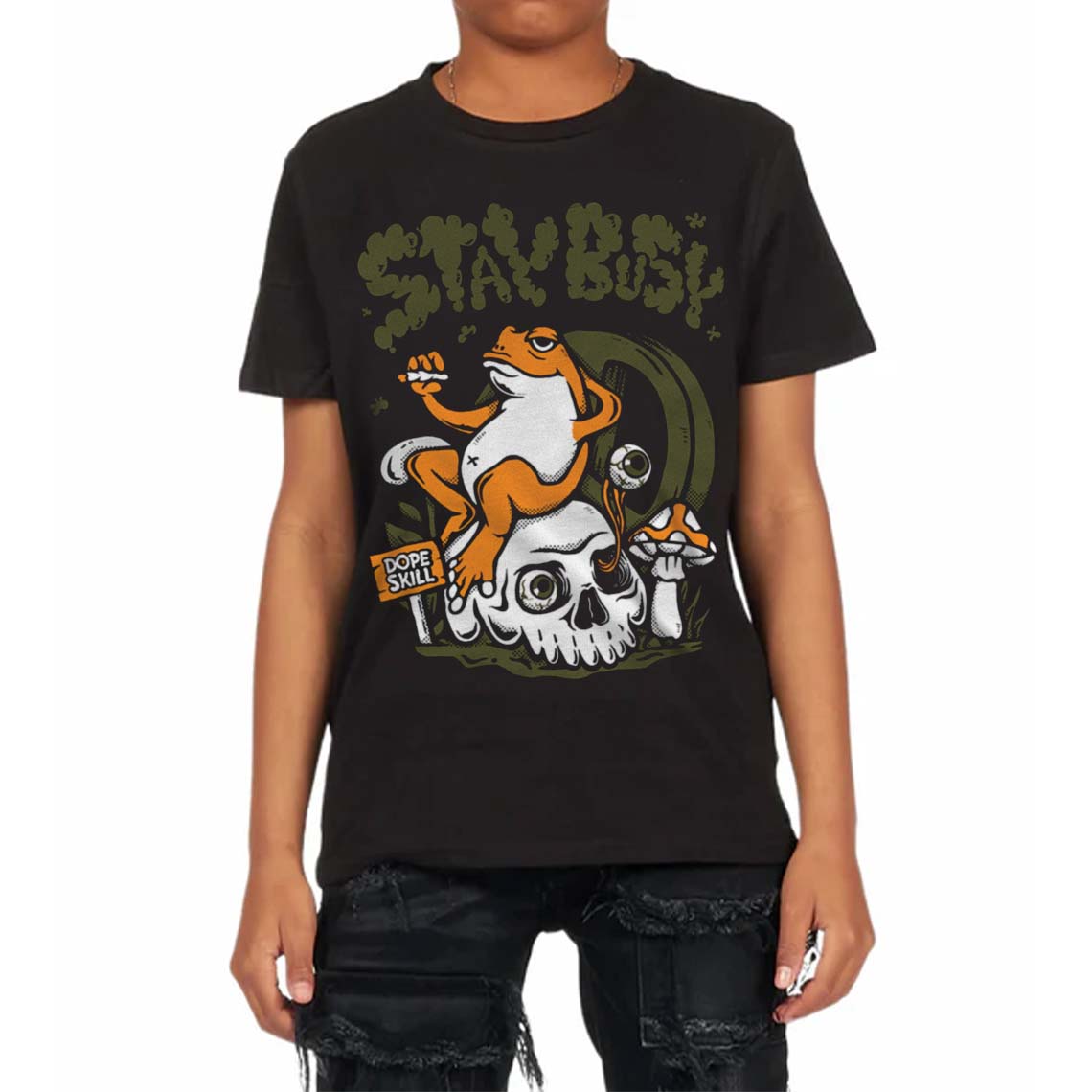 Olive 5s superstreetwear Toddler Kids T-shirt Stay Busy Graphic