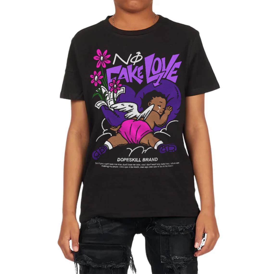 PURPLE Collection superstreetwear Toddler Kids T-shirt No Fake Love Graphic