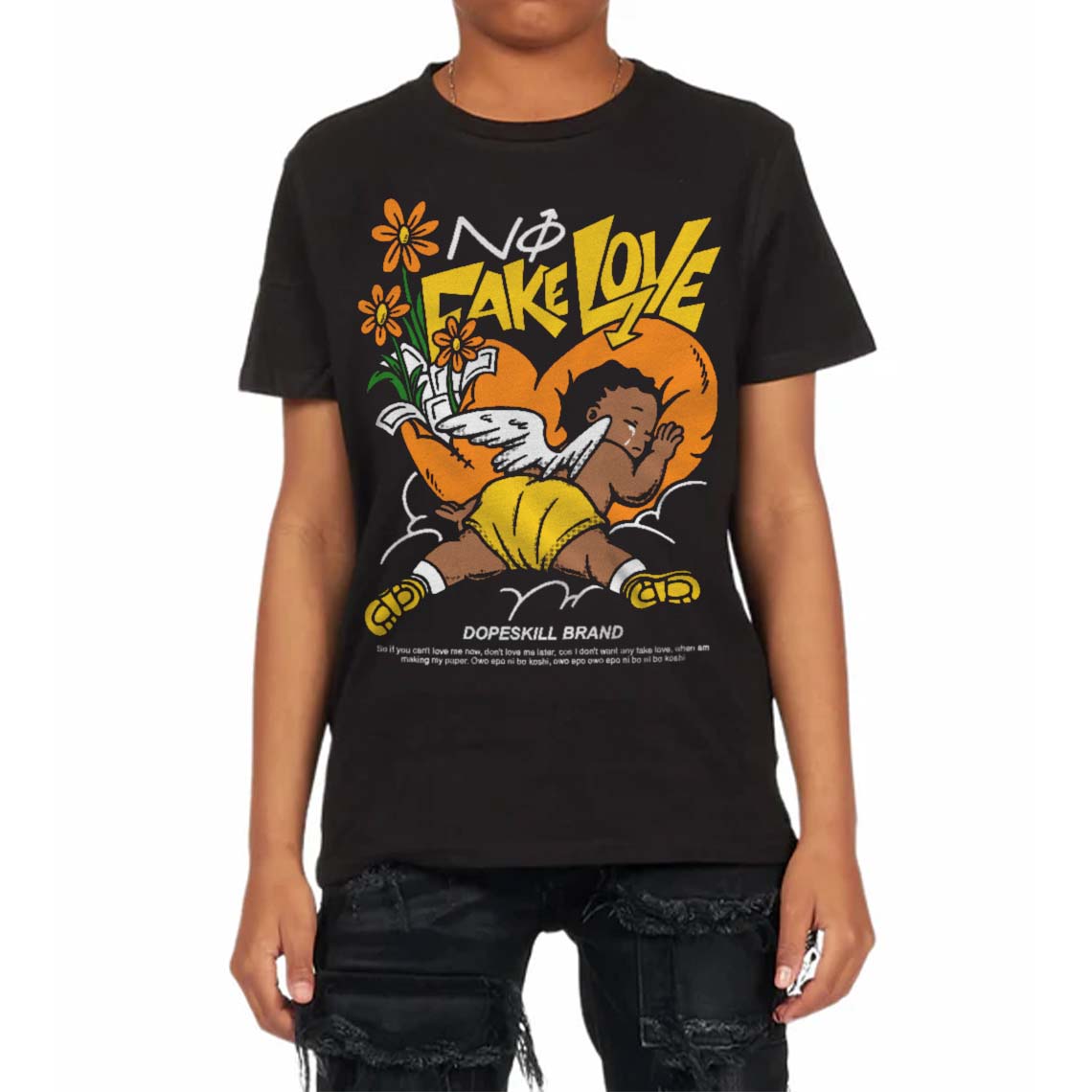 Yellow Ochre 6s superstreetwear Toddler Kids T-shirt No Fake Love Graphic