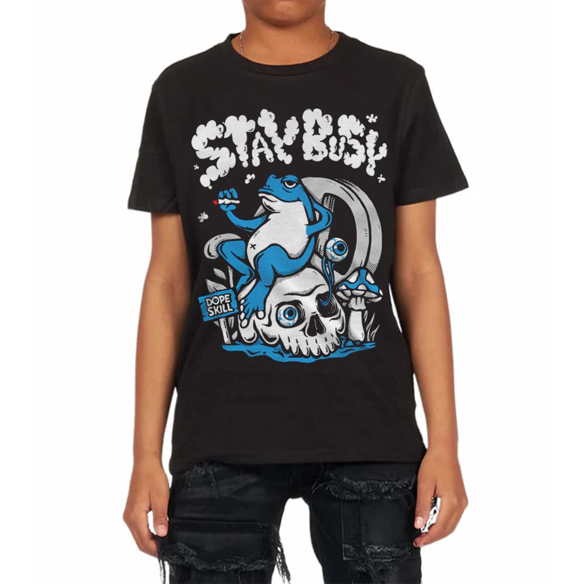 Military Blue 4s superstreetwear Toddler Kids T-shirt Stay Busy Graphic