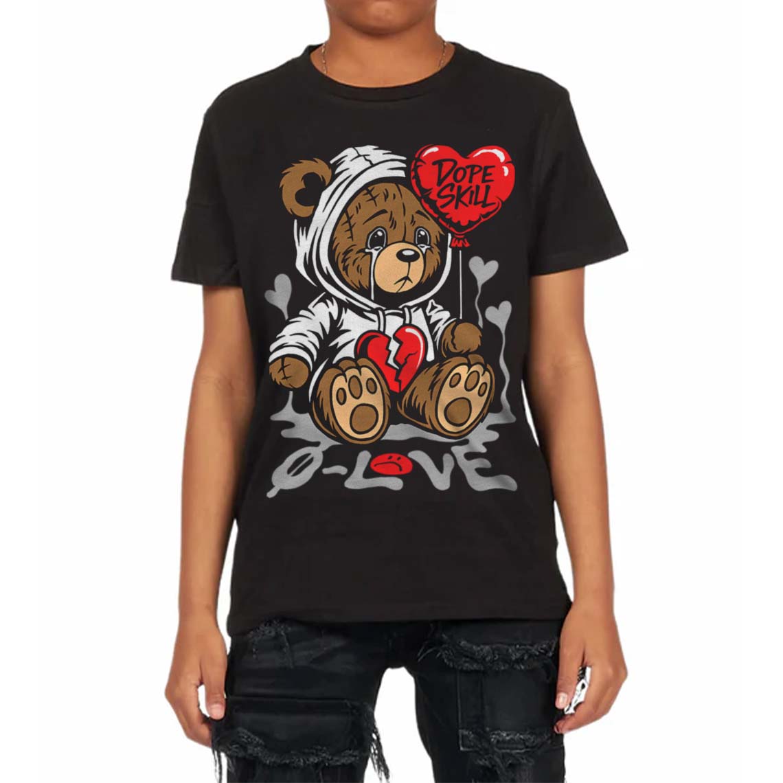 Black and White Collection superstreetwear Toddler Kids T-shirt Broken Bear Graphic