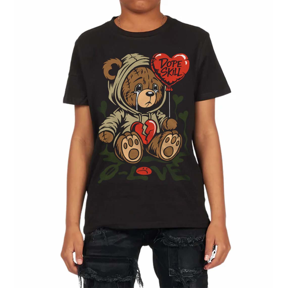 Olive Collection superstreetwear Toddler Kids T-shirt Broken Bear Graphic