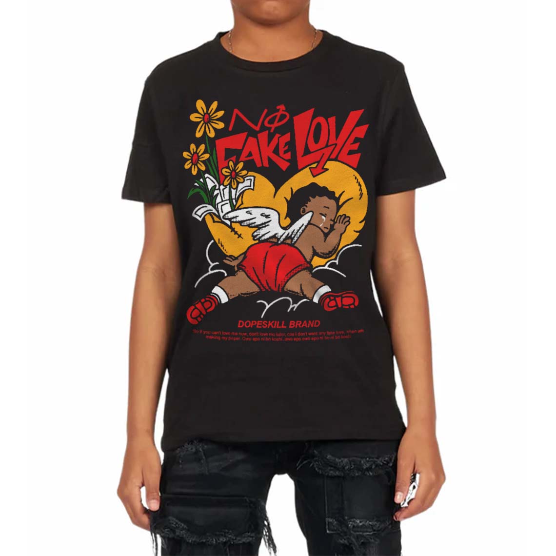 Red Collection superstreetwear Toddler Kids T-shirt No Fake Love Graphic