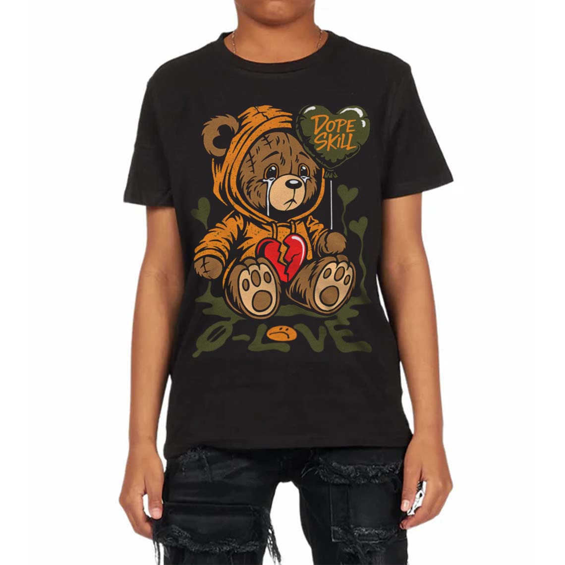Olive 5s superstreetwear Toddler Kids T-shirt Broken Bear Graphic
