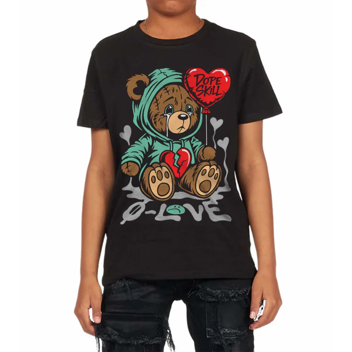 Green Glow 3s superstreetwear Toddler Kids T-shirt Broken Bear Graphic