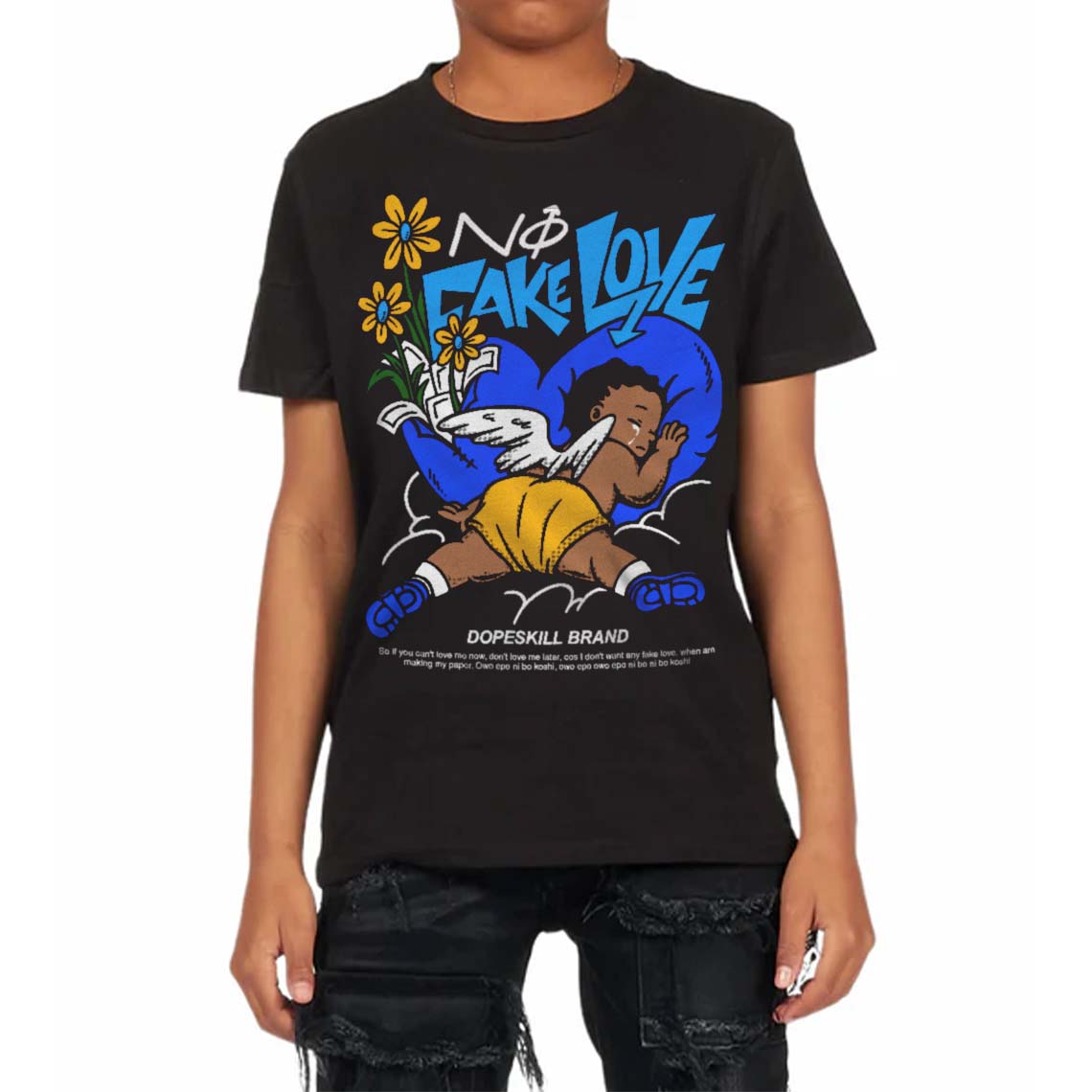 Royal Blue Collection superstreetwear Toddler Kids T-shirt No Fake Love Graphic