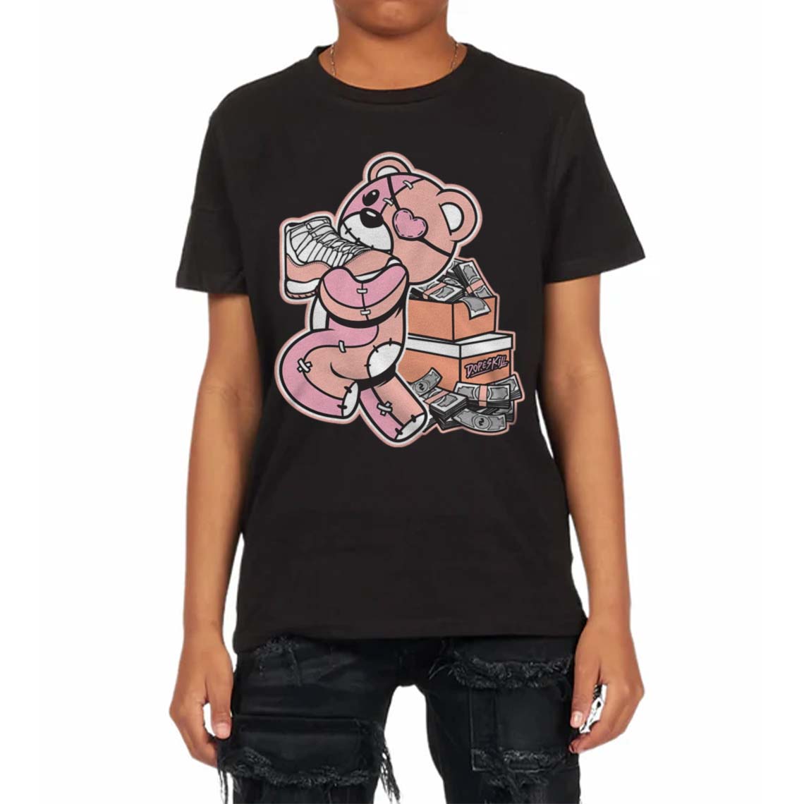 Legend Pink 11s superstreetwear Toddler Kids T-shirt Bear Steals Sneaker Graphic