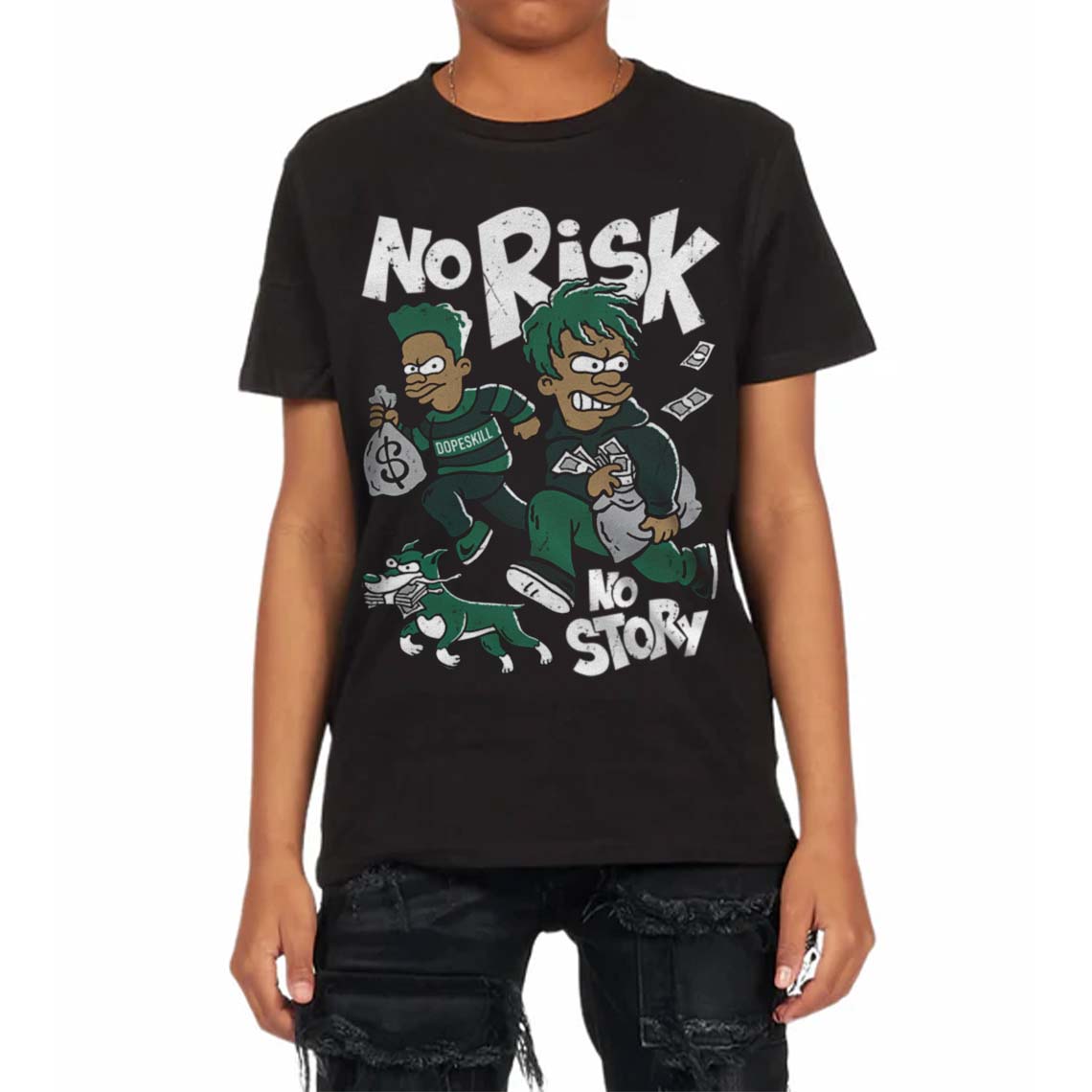 Oxidized Green 4s superstreetwear Toddler Kids T-shirt No Risk No Story Graphic