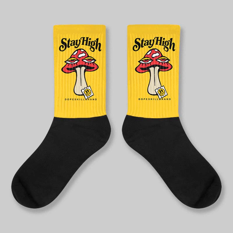 Yellow Collection superstreetwear Sublimated Socks Stay High Graphic