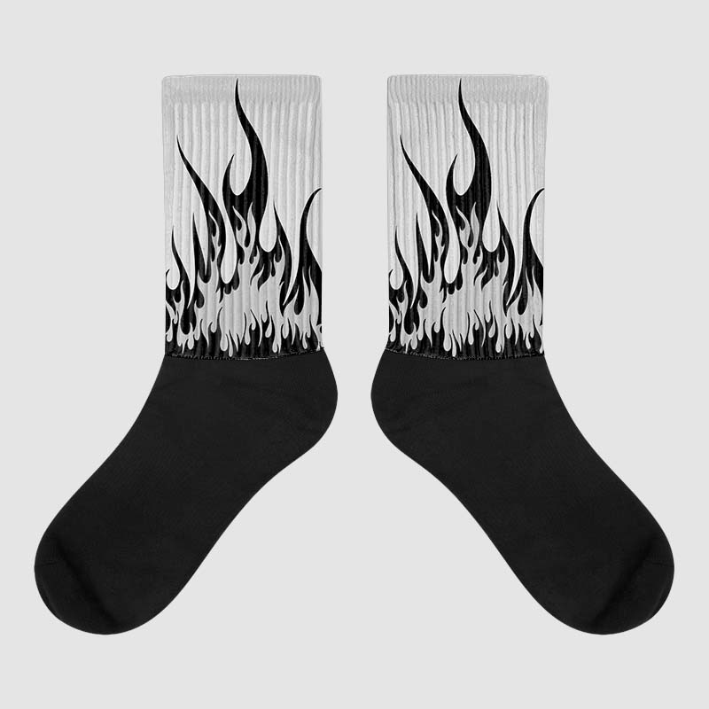 Off Noir 3s superstreetwear Sublimated Socks FIRE Graphic