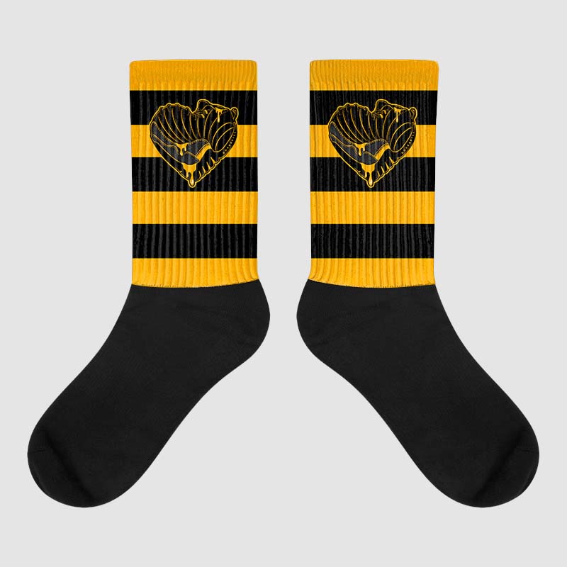 Black Taxi 12s Sublimated Socks Horizontal Stripes Graphic