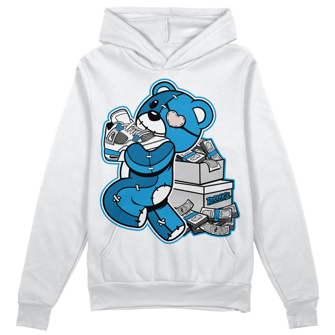 Military Blue 4s superstreetwear Hoodie Sweatshirt Bear Steals Sneaker Graphic