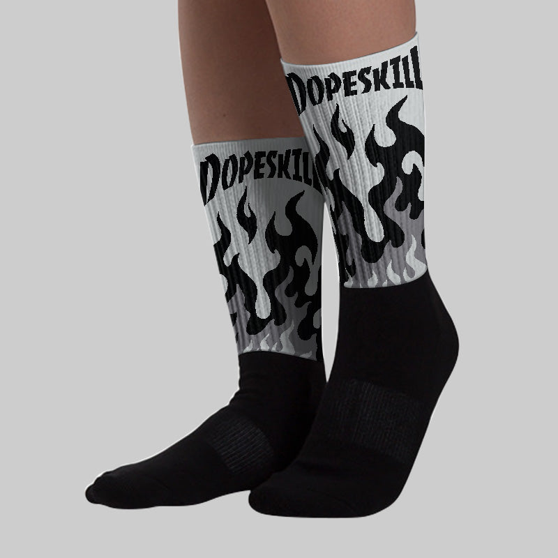 Wolf Grey 12s superstreetwear Sublimated Socks FIRE Graphic