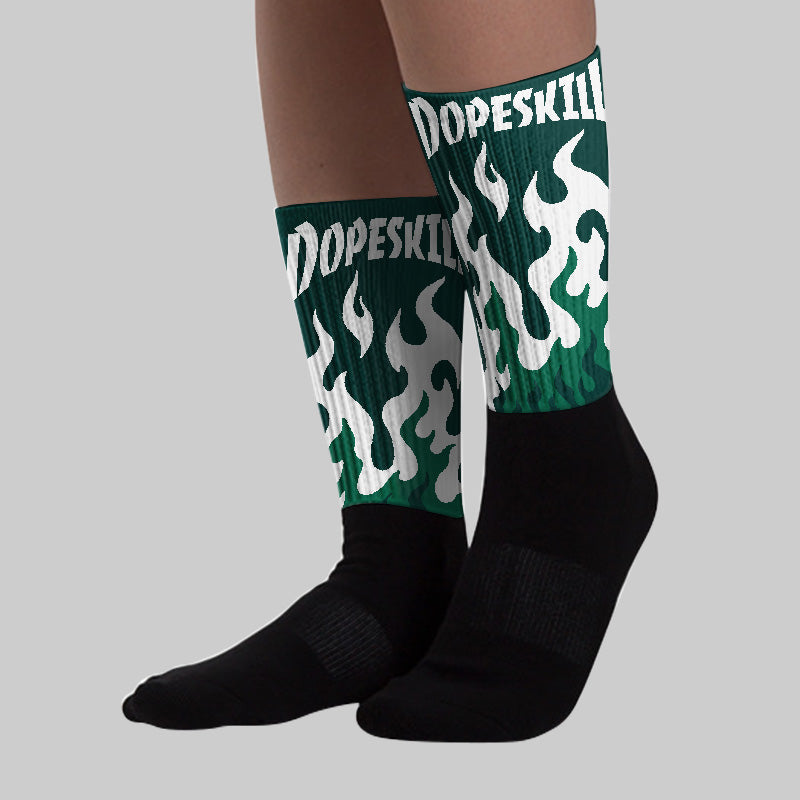 Oxidized Green 4s superstreetwear Sublimated Socks FIRE Graphic