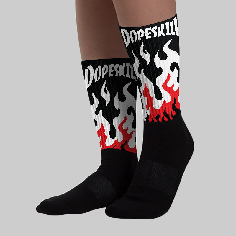 White Thunder 4s superstreetwear Sublimated Socks FIRE Graphic