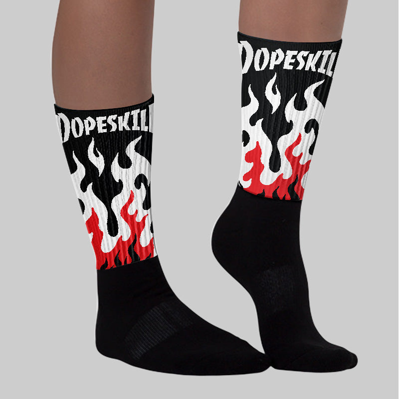 White Thunder 4s superstreetwear Sublimated Socks FIRE Graphic