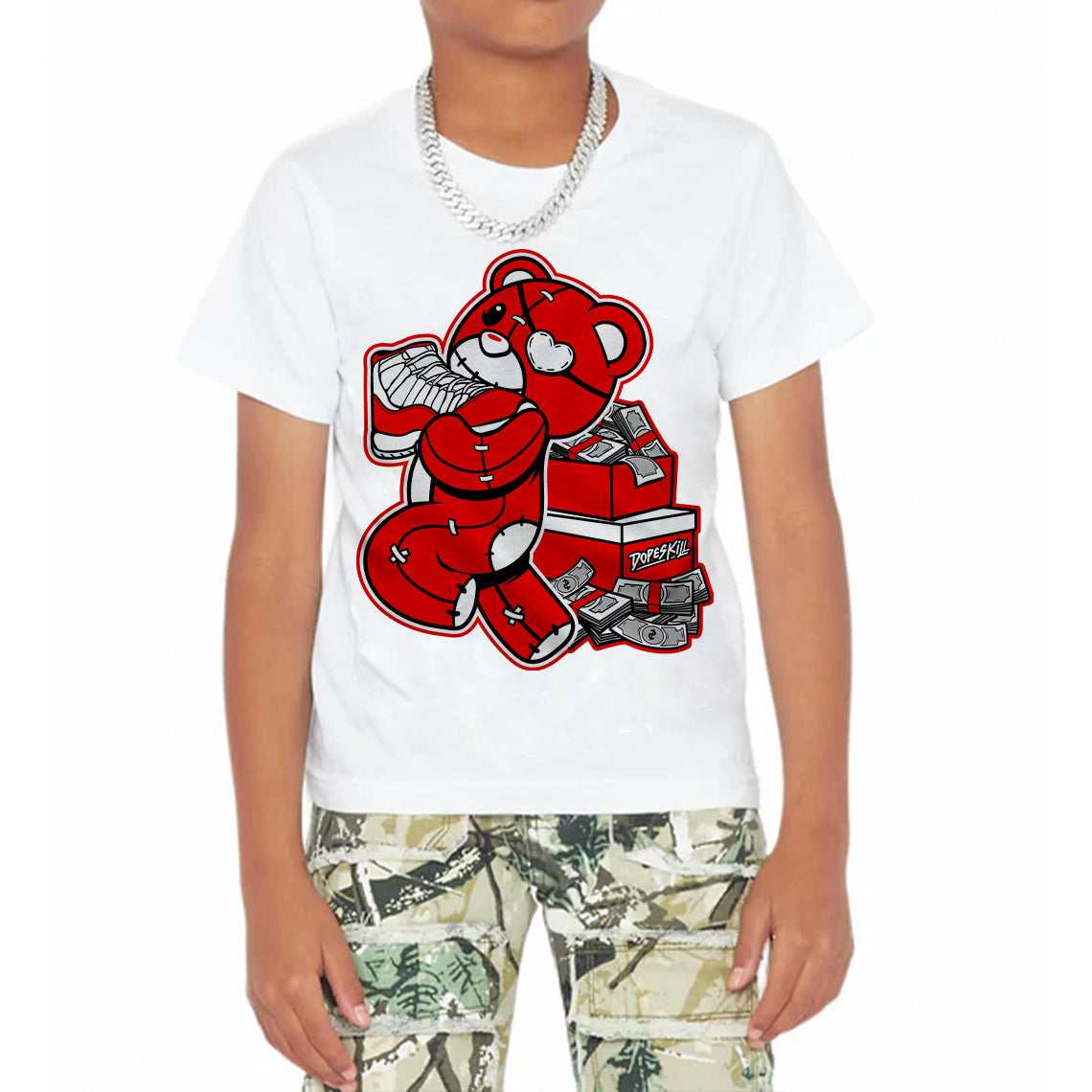 Cherry 11s superstreetwear Toddler Kids T-shirt Bear Steals Sneaker Graphic