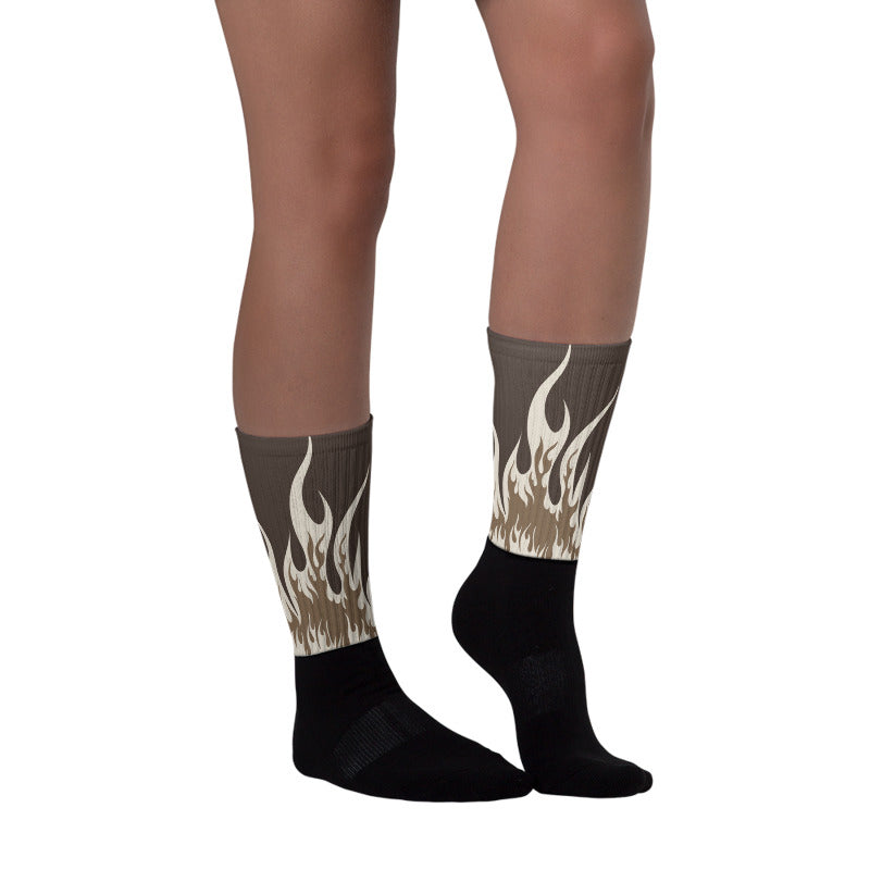 FIRE Sublimated Socks Match AJ 1 Low OG a??Reverse Mochaa??